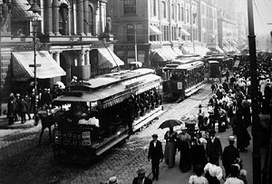 tremont street scene in boston 1890